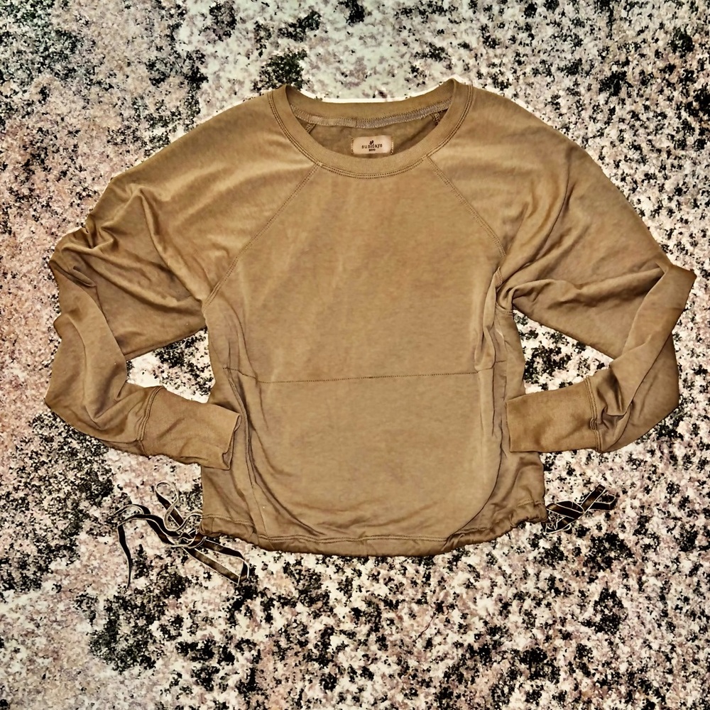 SUNDAYS || Lounge Long Sleeve Sweatshirt Top in Espresso - SZ 0